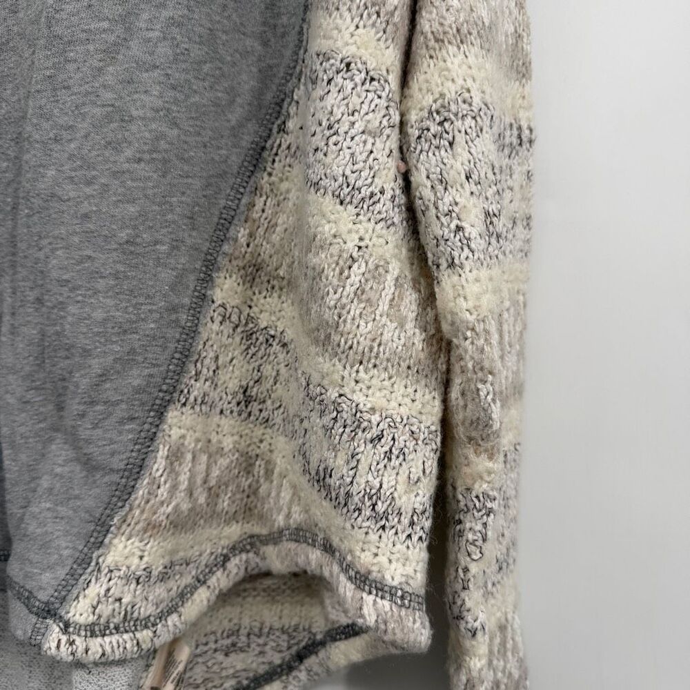 Free People Gray Oversized Boxy Scoop Neck Long Sleeve Pullover Sweater Medium - Picture 2 of 10